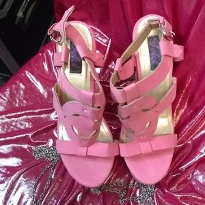 Pink Yoki wedge heel sandal's